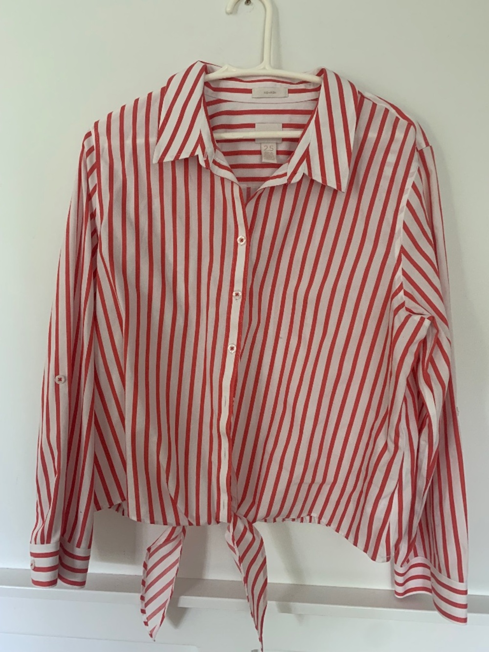 Chico’s Red and White Stripe Top/ Ties in Front